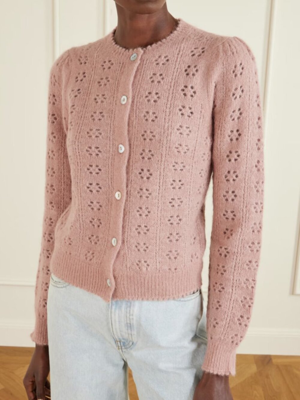 DOEN NWOT Emery Pointelle Cardigan in Clay S